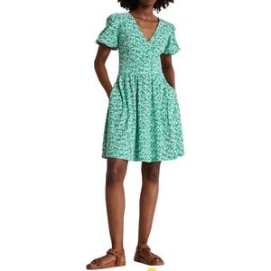 NWT Boden Women's Floral Back Cutout Dress in Emerald Floret Bud (12R)
